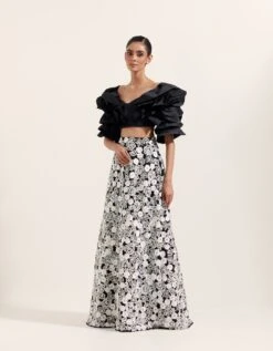 Black Taffeta Drape Blouse