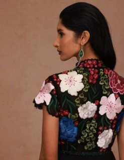 Black Multicolor Multifloral Jumpsuit -Incasee Ceantral aw22cg23b