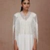 Ivory Fringe Cape With Armhole And Jumpsuit -Incasee Ceantral aw22cg321