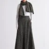 Olive Checks Circular Skirt -Incasee Ceantral b011
