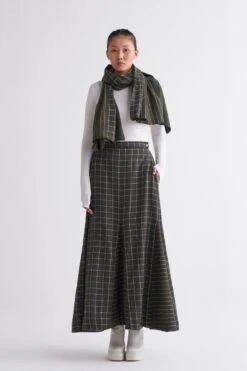 Olive Checks Circular Skirt