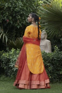 Gajri Apple Cut Kurta With Layered Lehnga And Dupatta -Incasee Ceantral b 34208