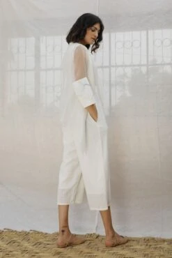 Ivory Embroidered Jumpsuit With Throw On -Incasee Ceantral b 42476