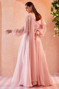 Light Pink Jaslyn Jumpsuit With Dupatta And Belt -Incasee Ceantral b 60722