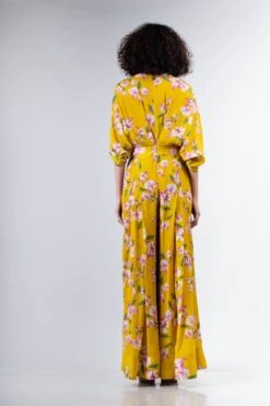 Yellow Bv Printed Kaftan Box Pleated Jumpsuit -Incasee Ceantral b 66584