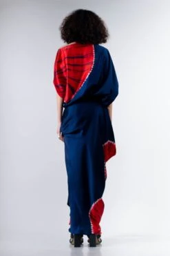 Blue And Red Shibori Gather Cowl Skirt With Ald Top Elasticated -Incasee Ceantral b 66586