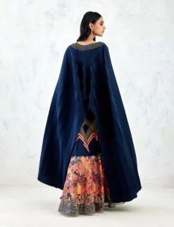 Blue Cape With Skirt With Hand Embroidery -Incasee Ceantral b 75267
