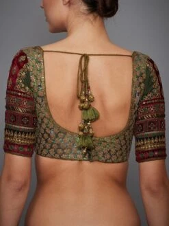 Khakhi Green Silk Blouse -Incasee Ceantral b 75455