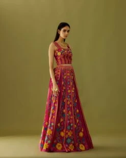 Pink Chanderi Fuchsia Embroidered Bustier -Incasee Ceantral cfs22b182