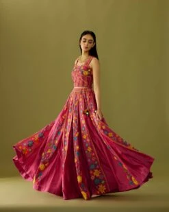 Pink Chanderi Fuchsia Embroidered Bustier -Incasee Ceantral cfs22b183