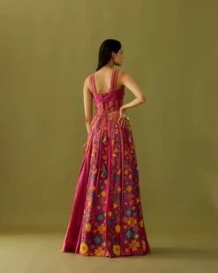Pink Chanderi Fuchsia Embroidered Bustier -Incasee Ceantral cfs22b184