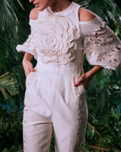 Ivory Petal Jumpsuit -Incasee Ceantral cfw23js163