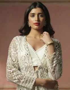 Georgette Overlap Inner With Mirrorwork In Ivory 5 Georgette Overlap Inner With Mirrorwork In Ivory -Incasee Ceantral ct1059wb