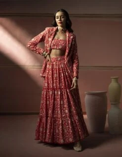 Watermelon Red Chikankari Bandeau