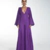 Purple Crystal Embellished Crepe Jumpsuit 1 Purple Crystal Embellished Crepe Jumpsuit -Incasee Ceantral dc22w039 1