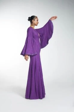 Purple Crystal Embellished Crepe Jumpsuit -Incasee Ceantral dc22w039 3