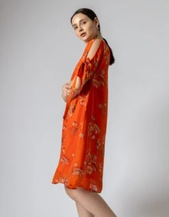 Printed Orange Lisa Dress -Incasee Ceantral dlue23dr0024