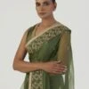 Green Parineeta Blouse -Incasee Ceantral dottedbrocadeblouse1