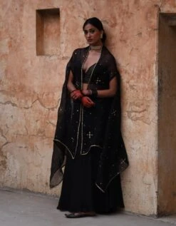 Black Cape And Skirt Set