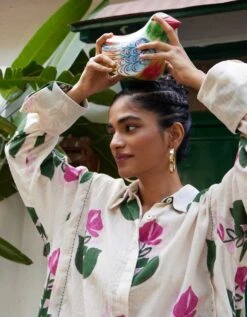 White Block Printed Dione Shirt -Incasee Ceantral dt08b3