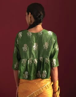 Empireline Blouse In Green Brocade -Incasee Ceantral empbrcdgrnrjbrb