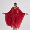 Red Echo Peony Draped Dress -Incasee Ceantral ess000151