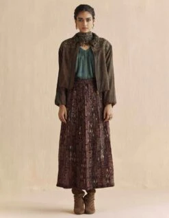 Maroon Mrida Embroidered Skirt