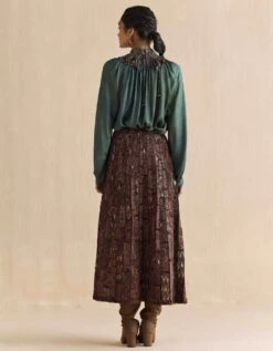 Maroon Mrida Embroidered Skirt -Incasee Ceantral fb2316db