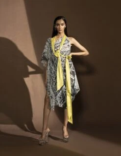 Monochrome Asymmetrical Geometric Drape