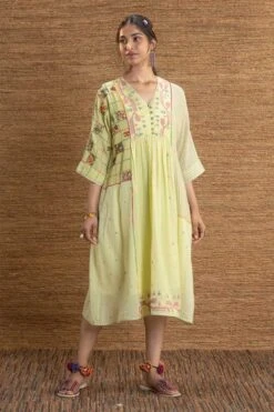Green Paakhi Yoke Dress
