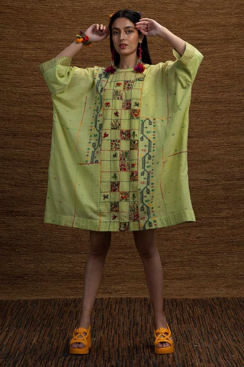 Green Paakhi Kimono Dress 4 Green Paakhi Kimono Dress - Image 2