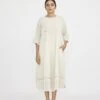 Midi U-Yoke Dress In Ivory Colour -Incasee Ceantral jgd02wh1