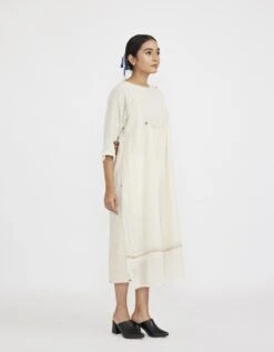 Midi U-Yoke Dress In Ivory Colour -Incasee Ceantral jgd02wh3