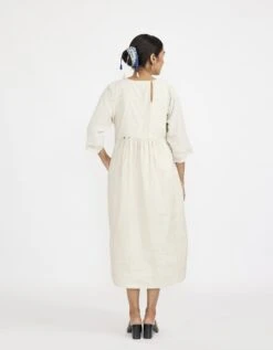 Midi U-Yoke Dress In Ivory Colour -Incasee Ceantral jgd02whb