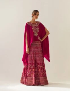 Fuchsia Valour Dupatta Cape And Valour Skirt -Incasee Ceantral kavitavelvet223