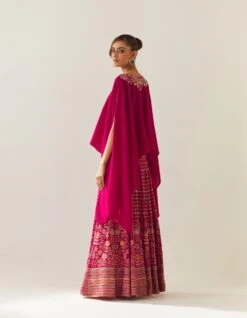 Fuchsia Valour Dupatta Cape And Valour Skirt -Incasee Ceantral kavitavelvet225