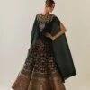 Bottle Green Crinkle Dupatta Cape And Valour Skirt -Incasee Ceantral kavitavelvet271