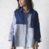 Indigo Mix Patchwork T Shirt - Indigo -Incasee Ceantral kmsh020pwtind1