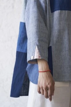 Indigo Mix Patchwork T Shirt - Indigo -Incasee Ceantral kmsh020pwtind5