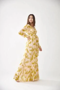 Peach And Mustard Floral Wrap Jumpsuit -Incasee Ceantral kofw210153