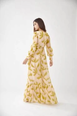 Peach And Mustard Floral Wrap Jumpsuit -Incasee Ceantral kofw21015b