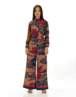 Beige And Blue Floral Shirt