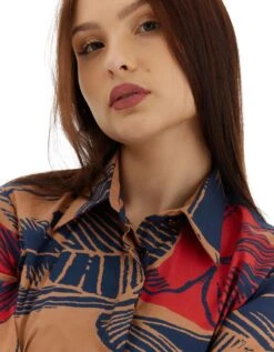 Beige And Blue Floral Shirt -Incasee Ceantral kofw230276