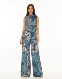 Blue And White Floral Jumpsuit