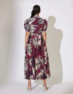 Brown And Off White Floral Crinkled Skirt -Incasee Ceantral kofw23105b 1