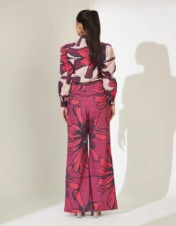 Beige And Maroon Floral Bow Tie Shirt -Incasee Ceantral kofw23126b