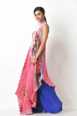 Pink Childs Play Printed Pleated Draped Dress With Motif And Tassel Detail -Incasee Ceantral kug0722005b