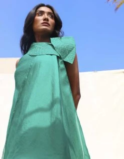 Emerald Green Leaflet Dress -Incasee Ceantral leaflet052