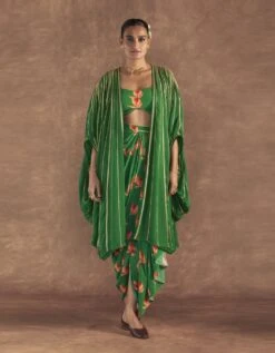 Nectar Cup Green Drape Skirt Set