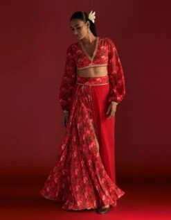 Rain Lily Red Layered Skirt Set -Incasee Ceantral maw234083